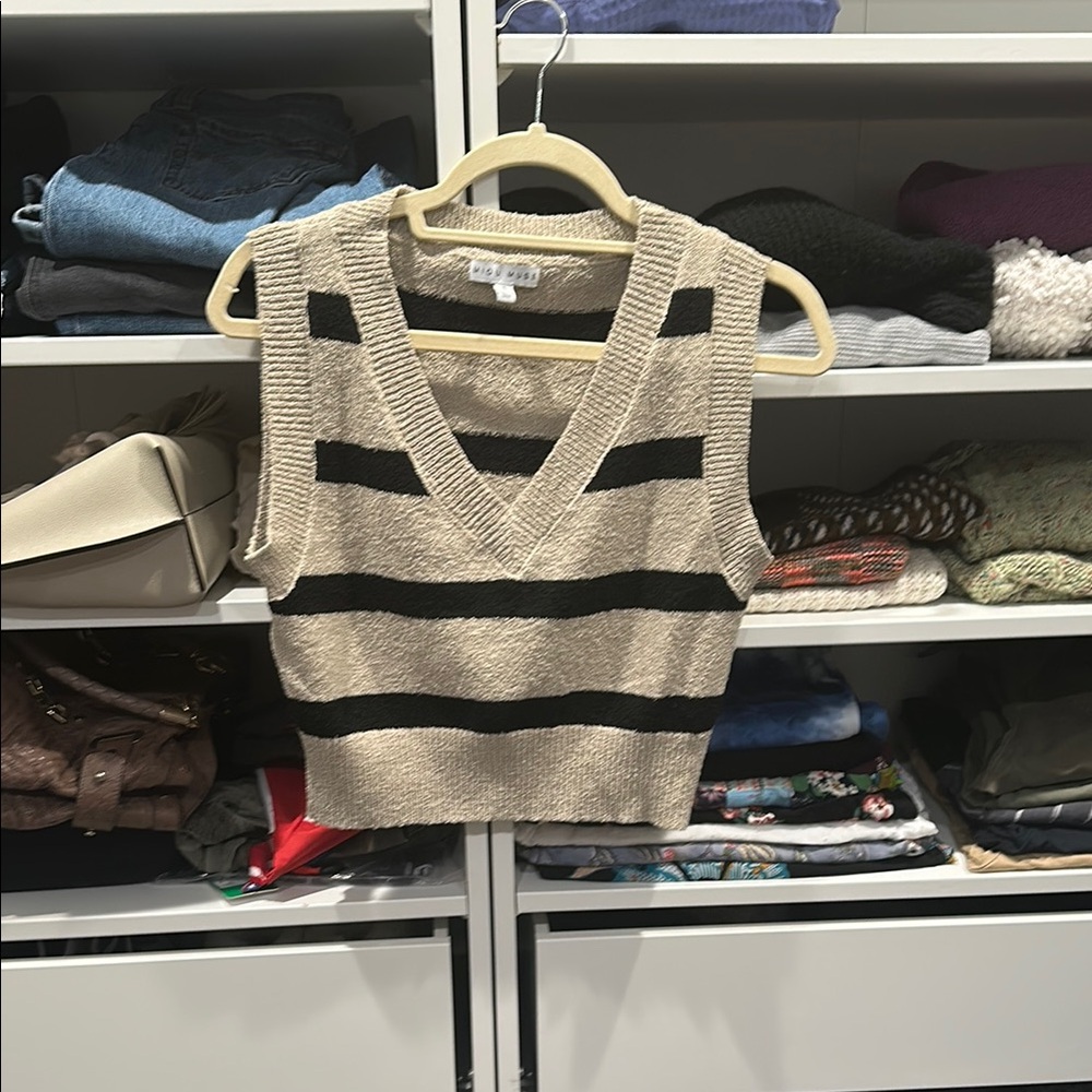 Striped Beige and Black Knit Top
